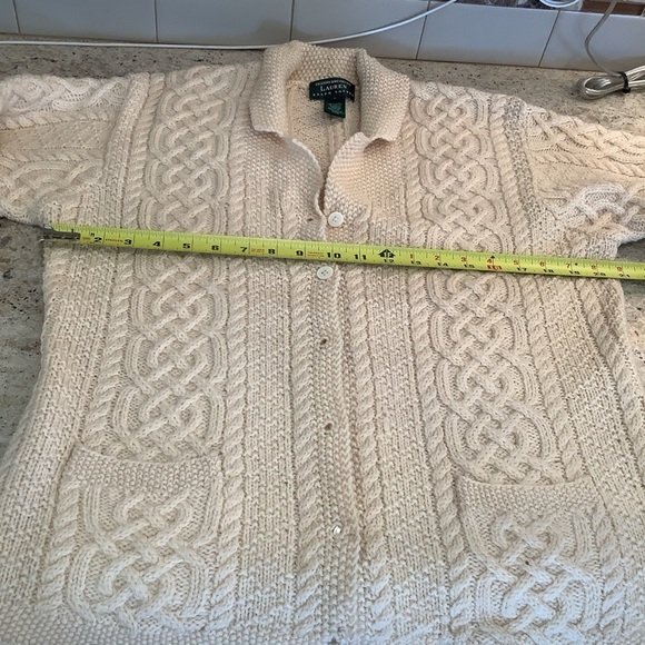 Ralph Lauren Exclusive Hand Knit Wool Knit Sweater - Cream Size Large Collared - Picture 6 of 8